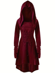 Gothic Hooded Cosplay Dress Long Sleeve for Halloween Party