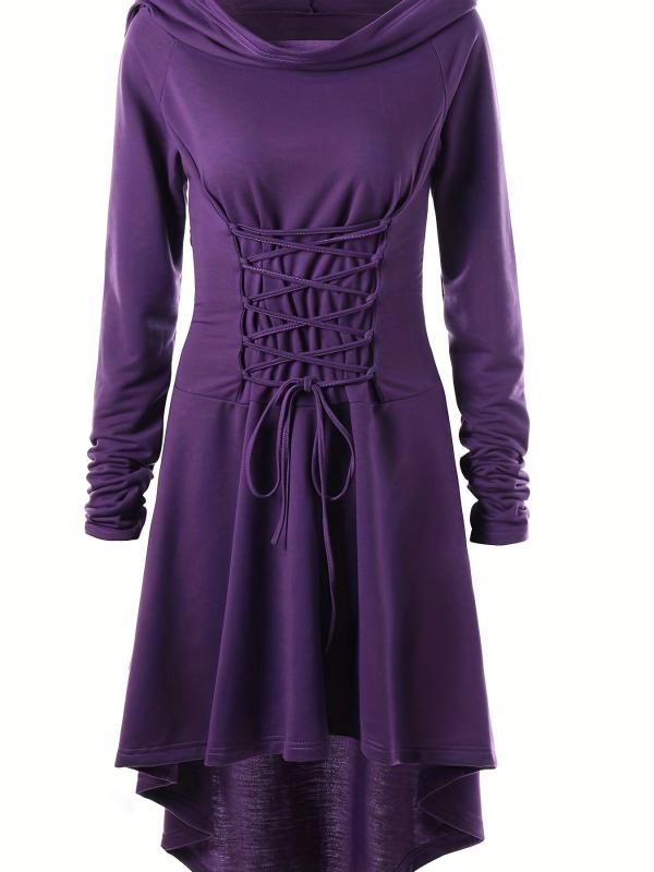 Gothic Hooded Cosplay Dress Long Sleeve for Halloween Party