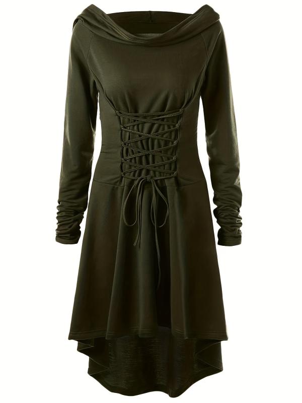 Gothic Hooded Cosplay Dress Long Sleeve for Halloween Party