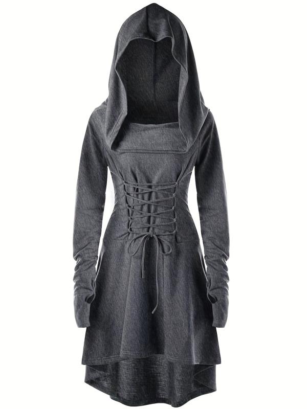 Gothic Hooded Cosplay Dress Long Sleeve for Halloween Party