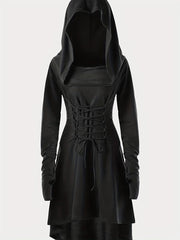 Gothic Hooded Cosplay Dress Long Sleeve for Halloween Party