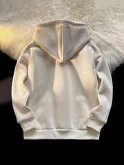 Girls Plush Warm Hoodie Cartoon Print Long Sleeve Pocket Pullover