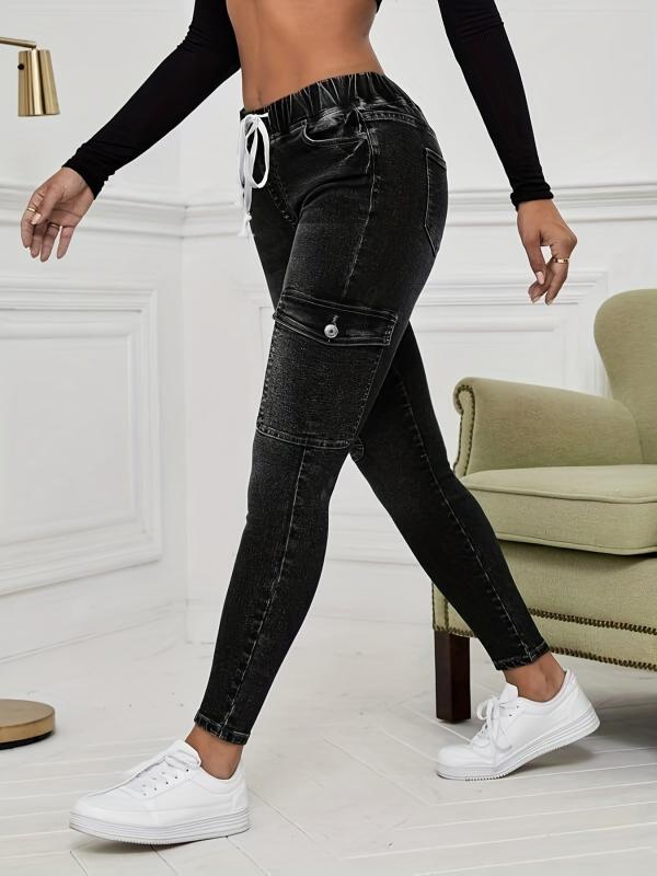 High Stretch Skinny Cargo Jeans Y2K & Kpop Style