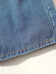 Loose Fit Straight Jeans Slash Pockets Single Breasted Button