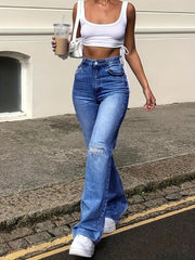 High Waist Bell Bottom High Rise Denim Pants Women's Jeans