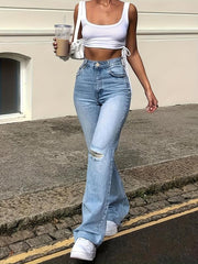 High Waist Bell Bottom High Rise Denim Pants Women's Jeans