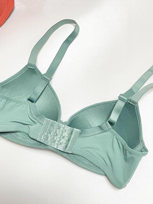 3pcs Solid Push Up Bras Comfy Everyday T Shirt Bra Women's Lingerie