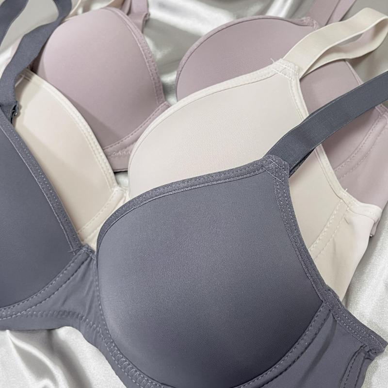 3pcs Solid Push Up Bras Comfy Everyday T Shirt Bra Women's Lingerie