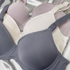 3pcs Solid Push Up Bras Comfy Everyday T Shirt Bra Women's Lingerie