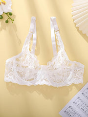 Sexy Lace Floral Underwire Semi Sheer Bra For Women