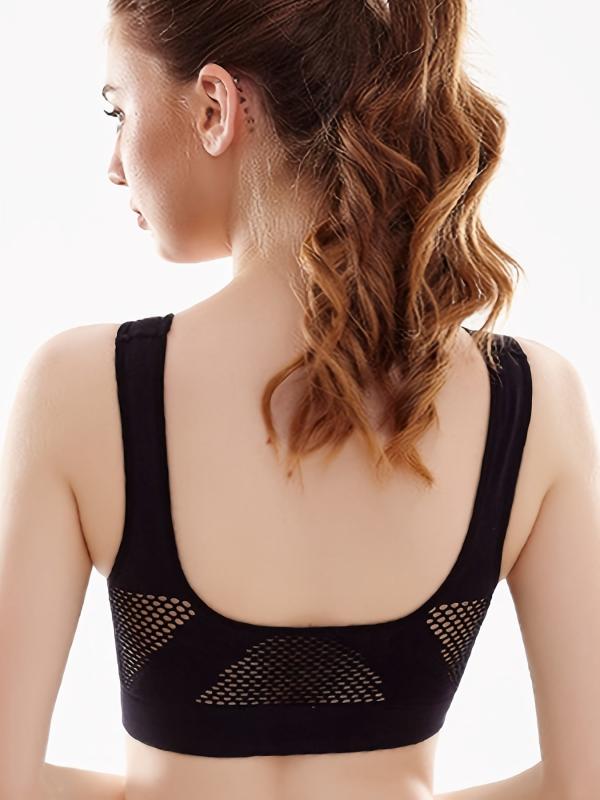 Breathable Eyelet Mesh Hole Vest Sports Bras Plus Size Non-steel Yoga Bras