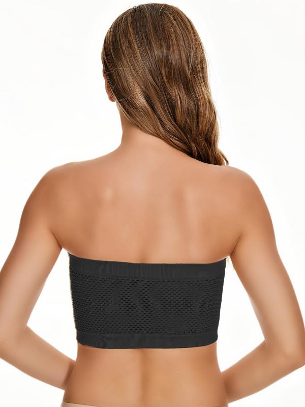 Seamless Bandeau Bra Top Strapless Non Padded Nylon Stretch Bra