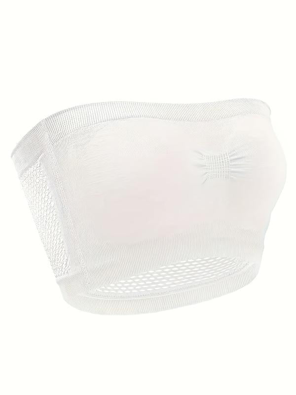 Seamless Bandeau Bra Top Strapless Non Padded Nylon Stretch Bra