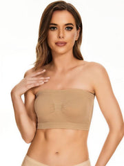 Seamless Bandeau Bra Top Strapless Non Padded Nylon Stretch Bra