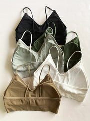 5pcs Ribbed Bralettes Thin Strap Everyday Bra Women's Lingerie