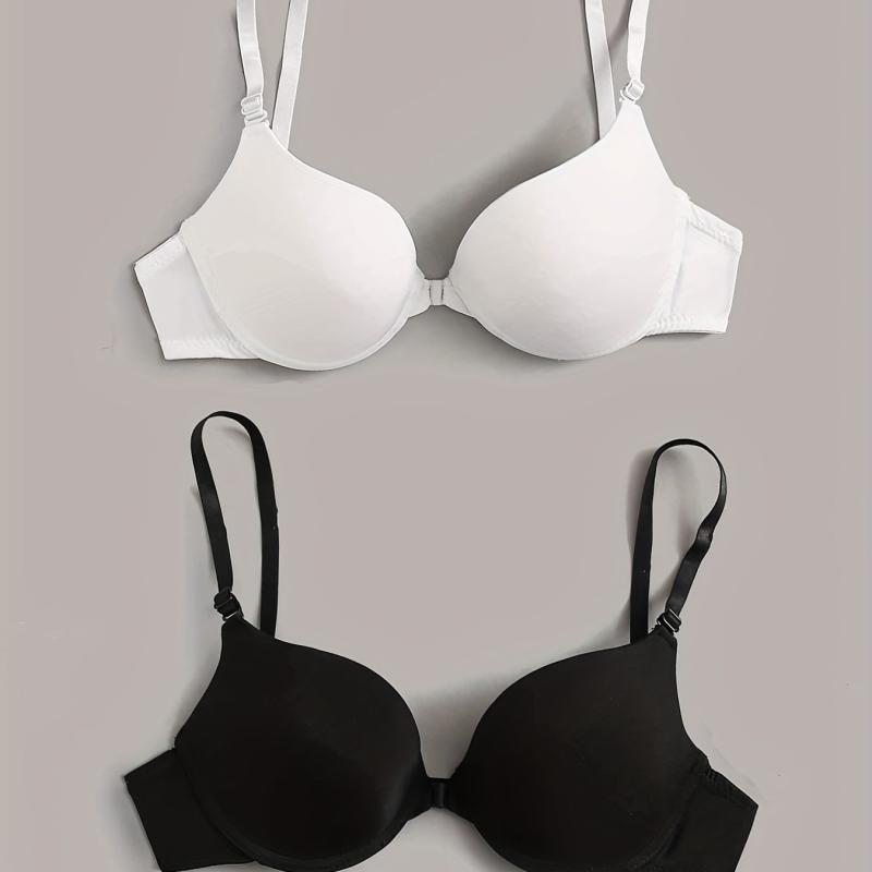 Front Buckle Push Up Bra Set Solid T Shirt Bras Women's Lingerie & Underwear
