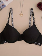 Letter Print T Shirt Bras Push Up Everyday Lingerie
