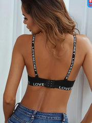 Letter Print T Shirt Bras Push Up Everyday Lingerie