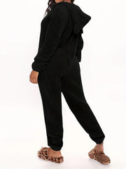 Fuzzy Hooded Pajama Jumpsuit Women's Sleepwear