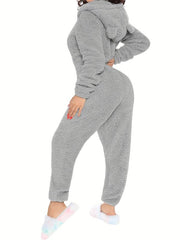 Fuzzy Hooded Pajama Jumpsuit Women's Sleepwear