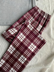 Letter & Plaid Print Pajama Set Short Sleeve Top & Cozy Long Pants
