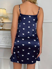 Heart Print Sexy Slip Nightdress Casual Night Dress Women's Sleepwear