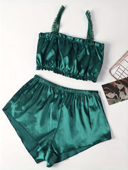 3 Piece Casual Solid Sleep Set for Women