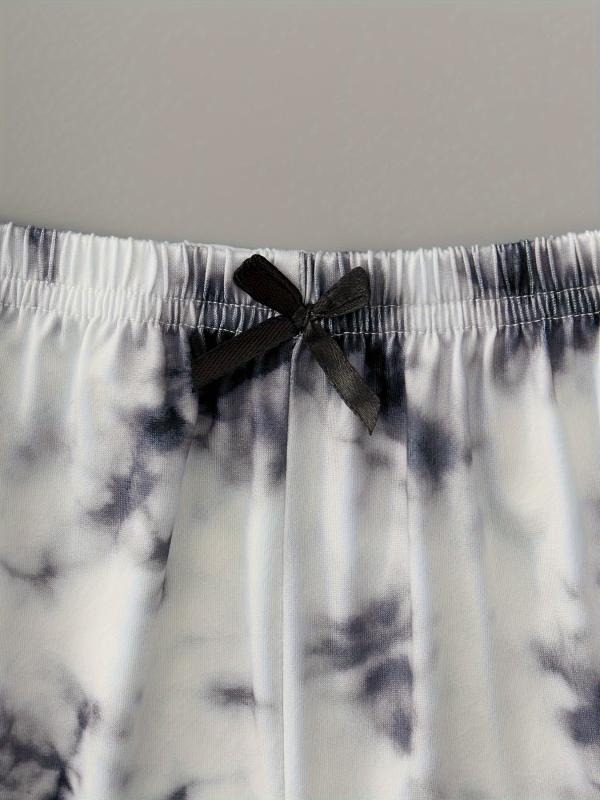 Tie Dye Print Sleepwear Cami Top & Shorts Pajama Set Women's Sleepwear