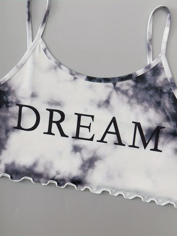 Tie Dye Print Sleepwear Cami Top & Shorts Pajama Set Women's Sleepwear