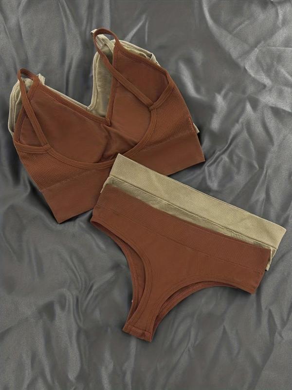 V Neck Intimates Slip Vest & Thong Set