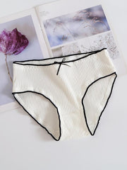 5pcs Women's Bow Tie Ribbed Briefs Lingerie Panties