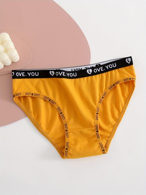 5pcs Letter Tape Briefs Stretchy Intimates Panties Women's Lingerie