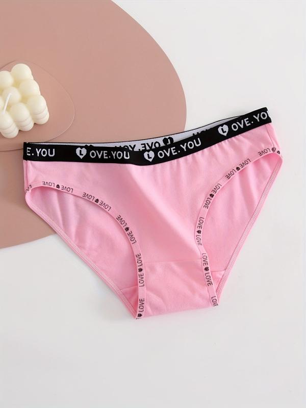 5pcs Letter Tape Briefs Stretchy Intimates Panties Women's Lingerie