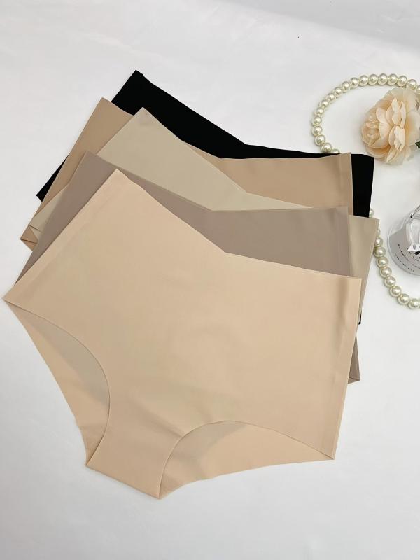5 Pcs Women's Seamless Bikini Panties High Waist Stretch Panties