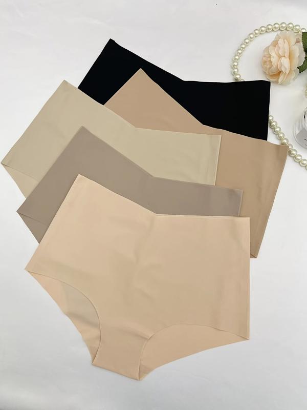 5 Pcs Women's Seamless Bikini Panties High Waist Stretch Panties