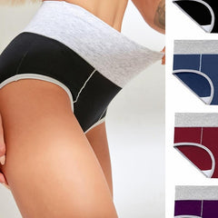 4pcs Women's Cotton Underwear Briefs High Waist Full Coverage Multicolor Panties