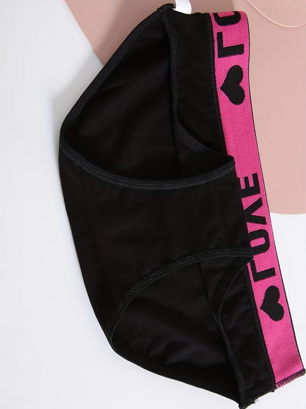 6pcs Letter Print Briefs Comfy Stretchy Sports Panties