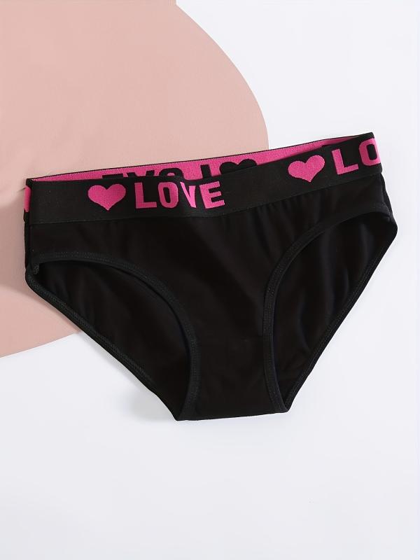 6pcs Letter Print Briefs Comfy Stretchy Sports Panties