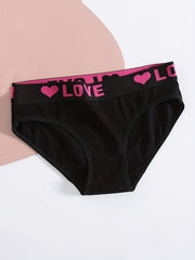 6pcs Letter Print Briefs Comfy Stretchy Sports Panties