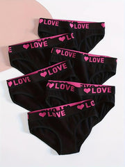 6pcs Letter Print Briefs Comfy Stretchy Sports Panties