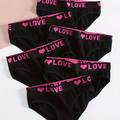 6pcs Letter Print Briefs Comfy Stretchy Sports Panties