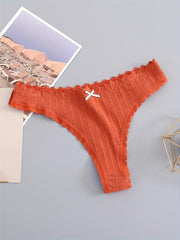 Floral Lace Trim Thongs Low Waist Panties
