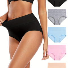 5pcs Solid High Waist Cotton Panties Women's Lingerie