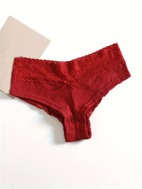 6pcs Polka Dot Hipster Panties with Lace Intimates Women's Lingerie