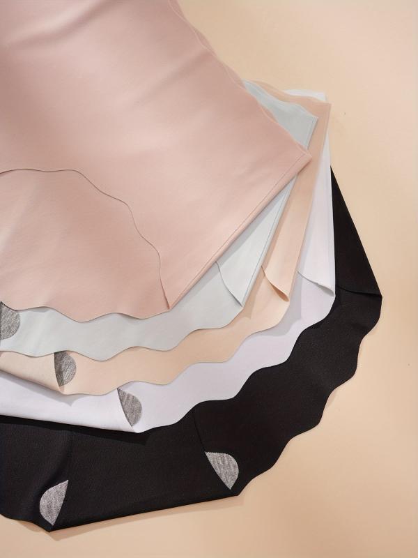 5 Seamless Solid Briefs Comfy & Breathable Panties