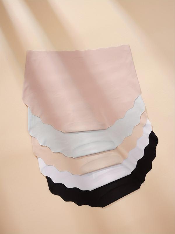 5 Seamless Solid Briefs Comfy & Breathable Panties