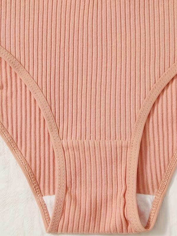 7pcs Mixed Ribbed Thongs Comfy & Breathable Intimates Panties