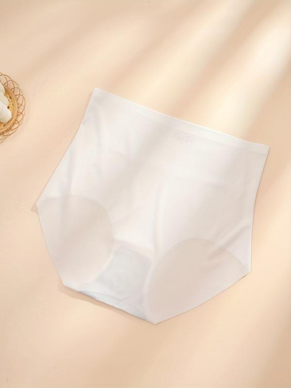 High Waist Stretchy Panties Seamless Solid Briefs Women's Lingerie