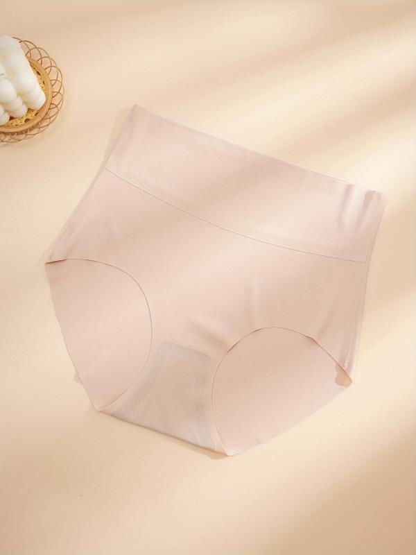 High Waist Stretchy Panties Seamless Solid Briefs Women's Lingerie