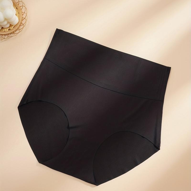 High Waist Stretchy Panties Seamless Solid Briefs Women's Lingerie